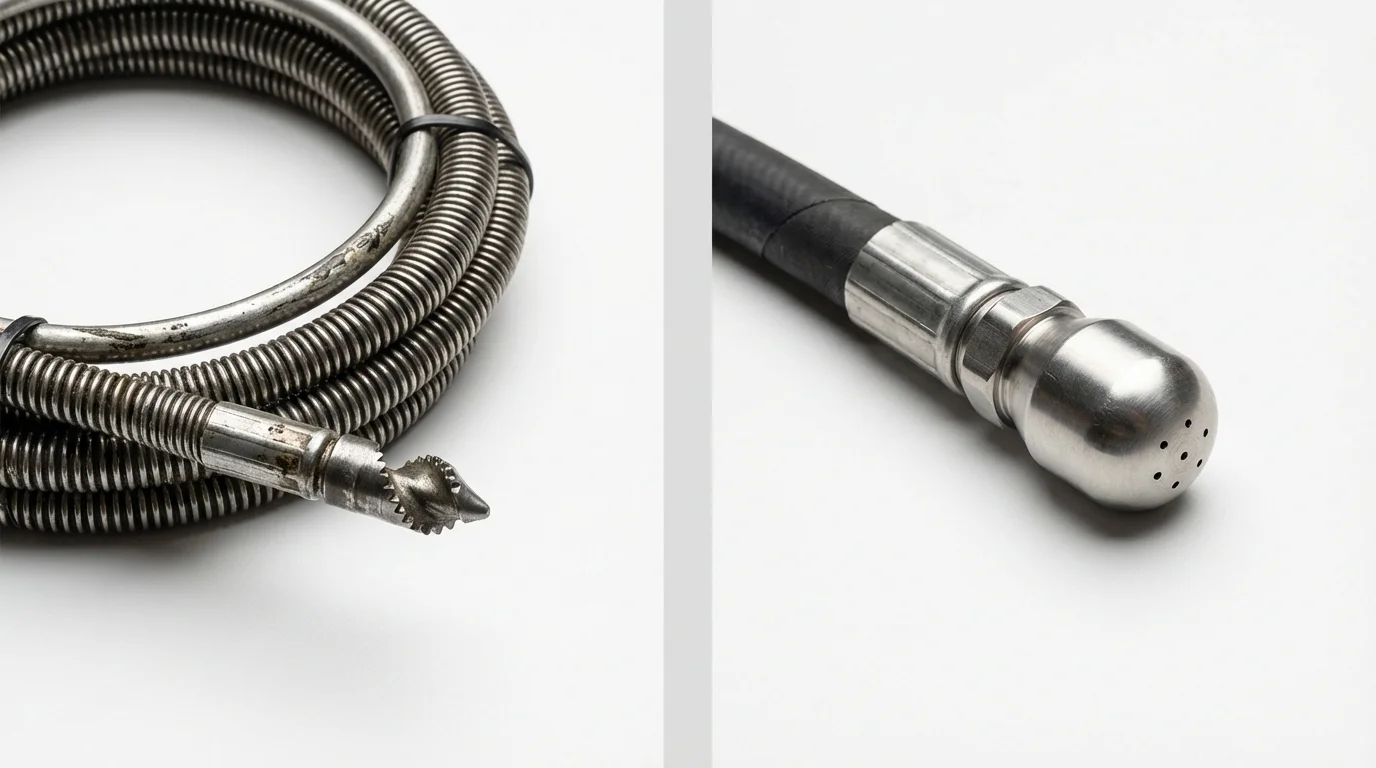 Drain snake cable and hydro jetting nozzle used for drain cleaning in Forest, VA
